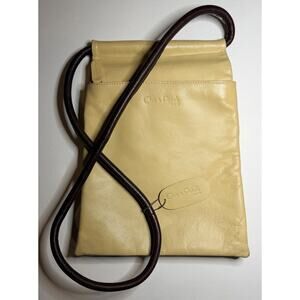 CLEO & PATEK PARIS Pale Yellow Leather Shoulder Cross Body Saddle Bag Purse